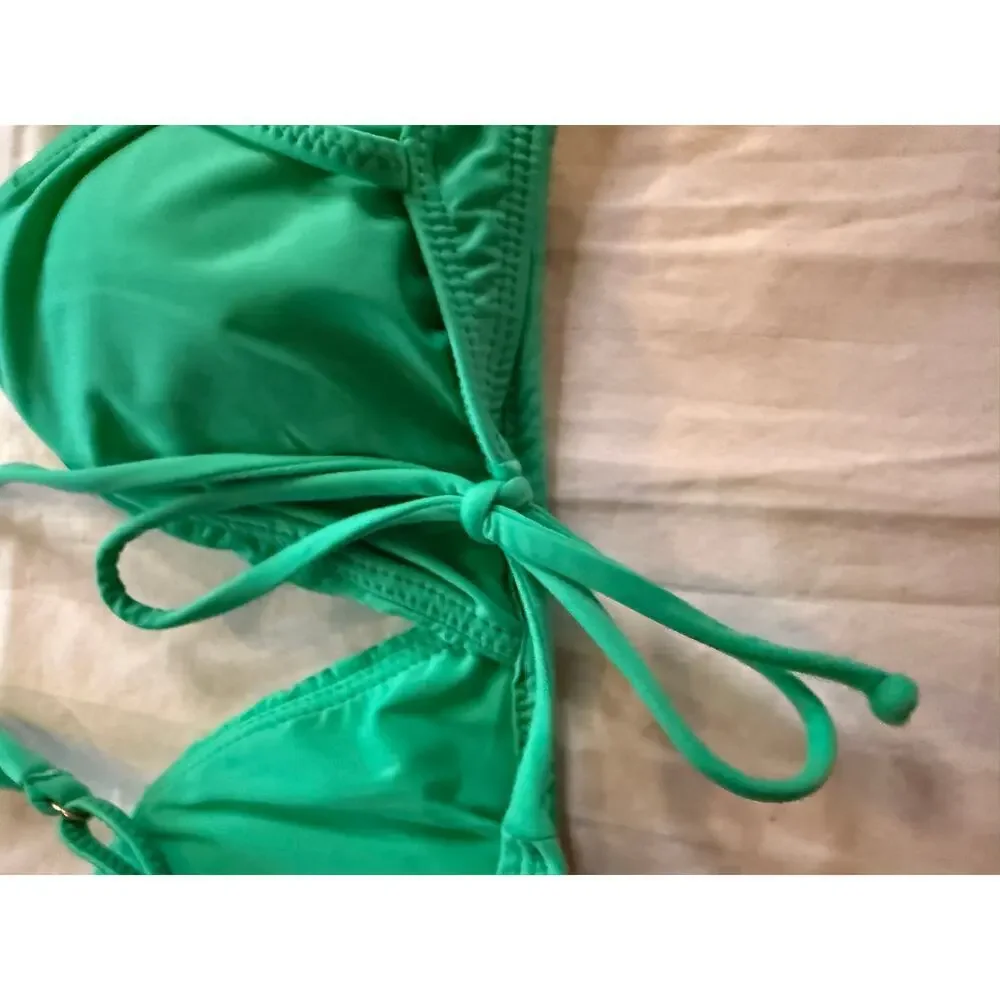 VIX BY PAULA HERMANNY Dora Kira Bead Trim Bikini Top green size medium